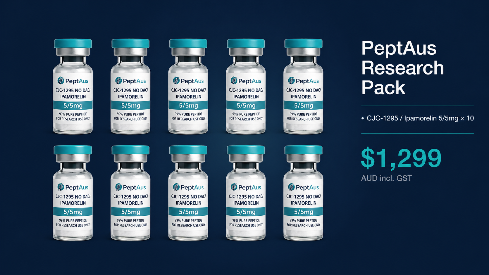 PeptAus Research Pack — 10x CJC-1295 Ipamorelin